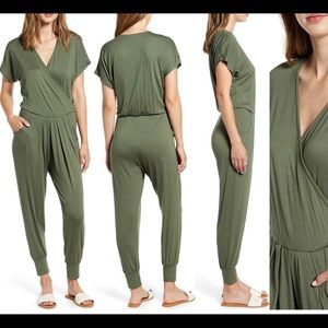 Short Sleeve Wrap Top Jumpsuit